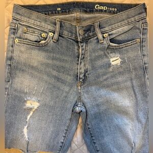GAP Women's Light Blue Distressed Skinny Jeans 28 TALL